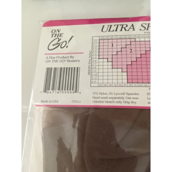 Vintage On the Go Pantyhose Womens Size 3 Platina Ultra Sheer Ultra Transparente - Picture 16 of 16